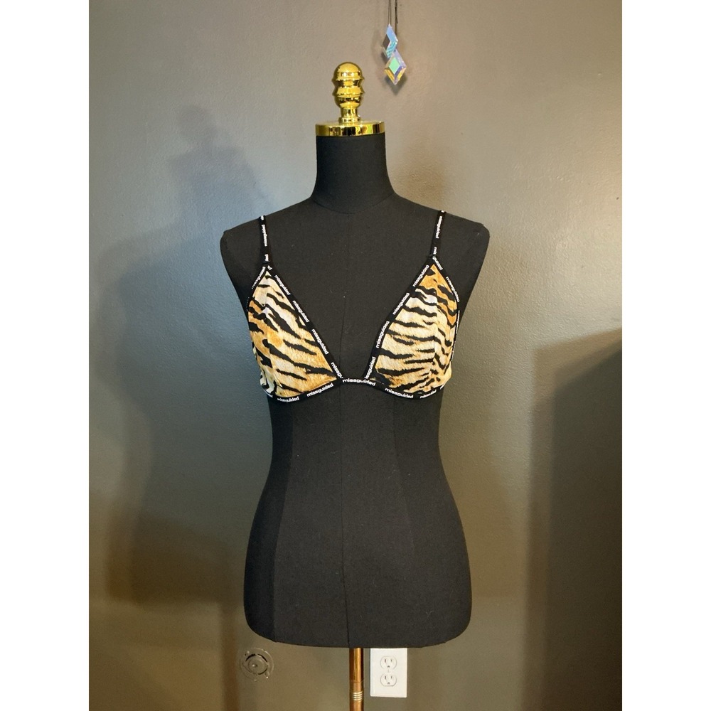 Missguided Tiger Stripe Mesh Bralette L Large
